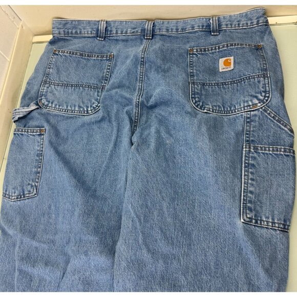 Carhartt Carpenter Jeans Men's 42X32 Loose Fit Straight Leg Denim Dungaree Y2K - Picture 1 of 12